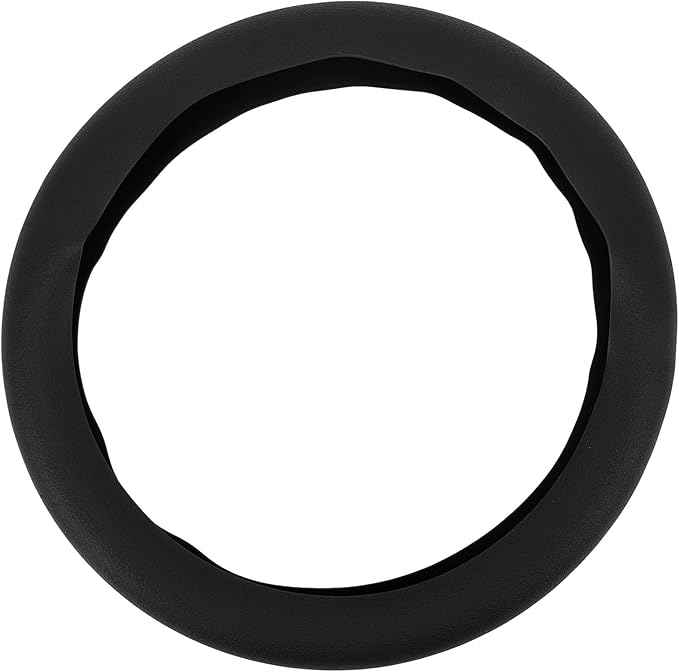 Silicone Steering Wheel Cover, Antislip Design, Sweatproof Protector for Cars, Fits Most Standard Sizes (Black)