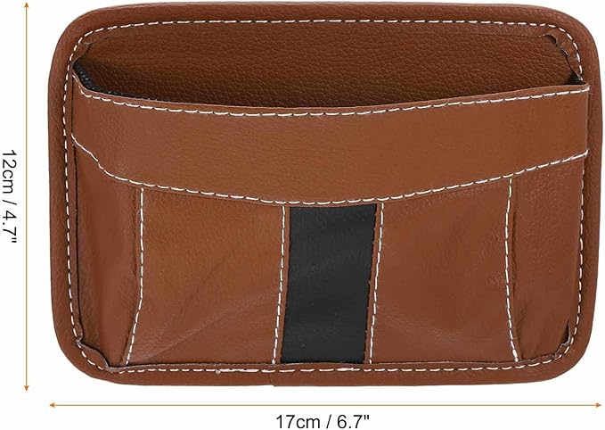 HARFINGTON Car Seat Side Pocket Organizer PU Leather Auto Door Console Storage Bag Car Seat Gap Filler Multifunctional Car Pocket Pouch for Keys Coins Phone Sunglasses, Brown