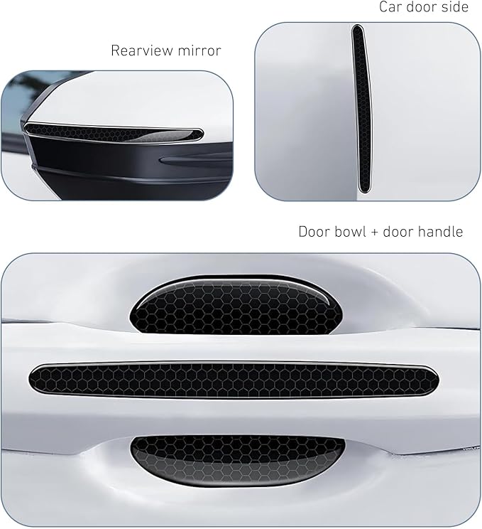 Cuymoap 8 PCS Car Door Bowl and Handle Protectors, Anti-scratch Waterproof Paint Protective Film, Thickened Tight Fit Decoration Trim, Universal Self-adhesive Exterior Accessory for Car (Black)