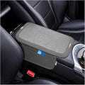 Car Center Console Cover, Leather Furry Fluffy Armrest Seat Box Cushion Pad with 2 Storage Bags, Comfortable Auto Interior Middle Console Protector, Compatible with Most Vehicle (Gray)
