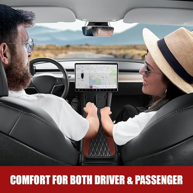 Car Center Console Cushion Pad, Armrest Cover for Car, Leather Waterproof Armrest Seat Box Cover, Auto Accessories Comfortable Arm Rest Box Cushion Pad for Most Vehicles (Coffee)