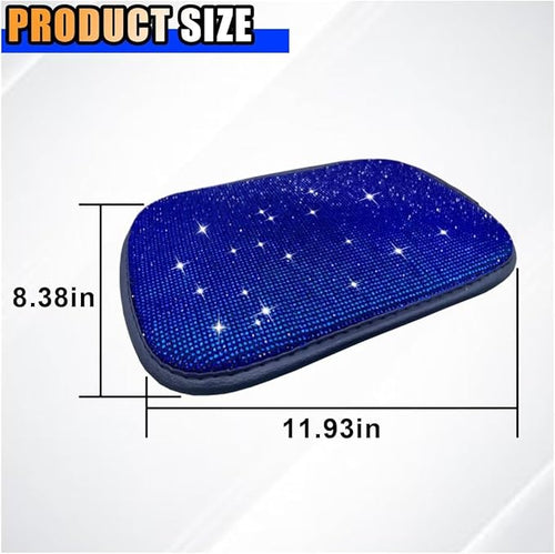 11.9''×8.4'' Bling Car Center Console Cover, Crystal Diamond Arm Rest Cover for Car, Soft Elbow Pillow Automotive Armrest Seat Box Covers, Arm Rest Protective Cushion Pad for Women Men (Blue)