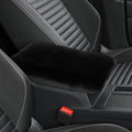 IRIWOOL Sheepskin Armrest Cover Auto Center Armrest Cover Car Soft Console Pad, Fluffy Wool Auto Center Console Cover for Most Car Arm Rest Decoration Protector 7 x 13 Inch (Shearling, Black)