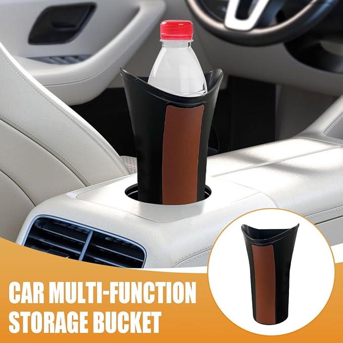 Car Umbrella Storage Bucket, Waterproof & Leakproof Auto Front Back Seat Door Umbrella Storage Hanging Holder, Portable Vehicle Center Console Armrest Trash Can for Home, Office(Brown)
