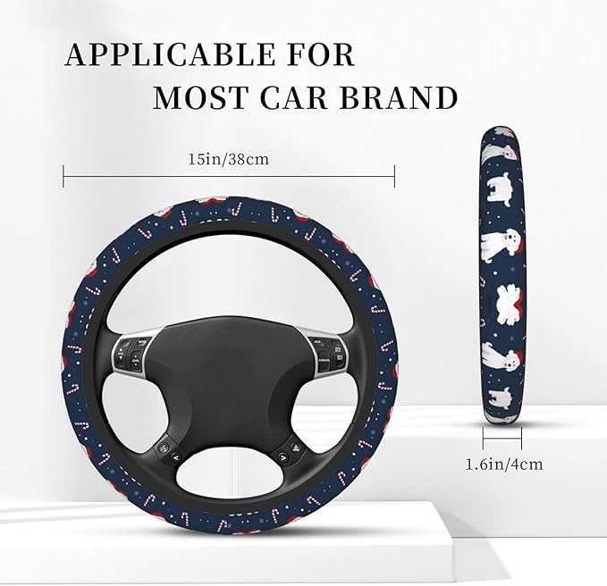 Christmas Poodle Universal Fit Steering Wheel Cover for Car, Truck, and SUV, Durable Steering Wheel Protection