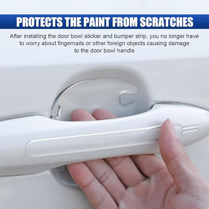 16PCS Car Door Handle Cup Scratch Protector Set, Waterproof Car Door Bowl Sticker Protector Film, Anti-Scratch Car Paint Cover Guard Pad Universal for Most Cars, SUVs (Transparent/Carbon Fiber)