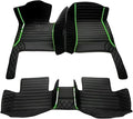 Customize Car Floor Mats for 99% Sedan SUV Sports Car All Weather Leather Full Coverage Waterproof Non-Slip Vehicle Lining Pads (Black Green Splicing)