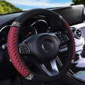 WLERIR Microfiber Leather Steering Wheel Cover with Anti-Slip Lining Universal Car Accessory for Steering Wheel with a Diameter of 14.5-15 inch (Wine red)