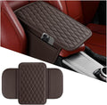 Mandark Car Center Console Cover, Microfiber Leather Vehicle Armrest Protector Cushion with 2 Storage Bags, Auto Interior Arm Rest Seat Box Pad Accessories, Universal for SUV, Sedan, Truck (Coffee)