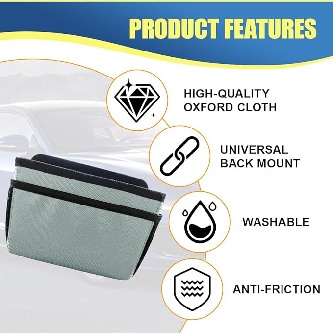 Car Trash Can, Mini Waterproof Hanging Auto Foldable Garbage Organizer Holder, Multi-Pocket Foldable Vehicle Interior Storage Bag Container Accessories for Cars, SUVs, Trucks (Silver)