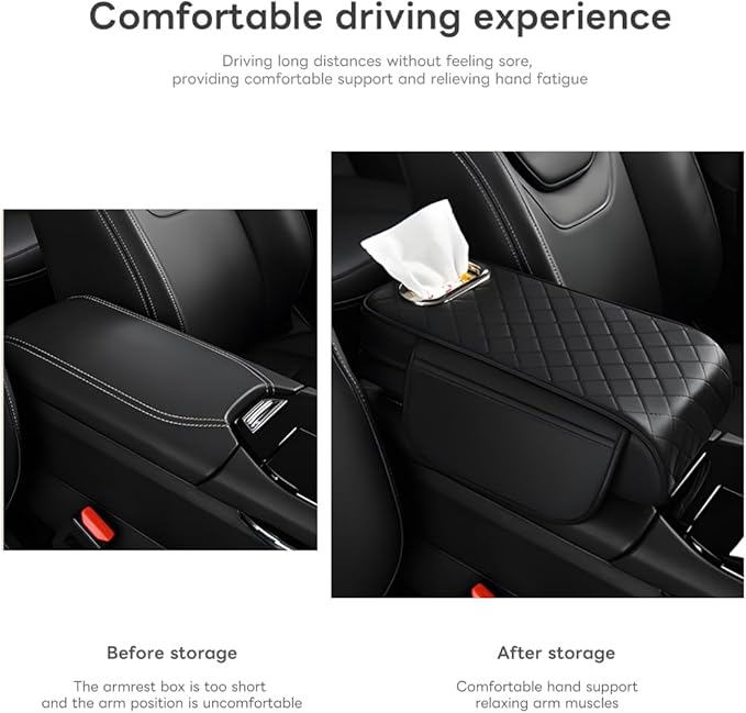 Civenhhd Car Armrest Pad, Universal Armrest Cushion Pad, Leather Armrest Box Pad