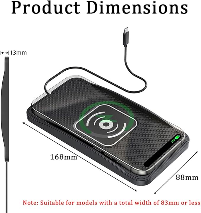 Wireless Car Charger Pad for Ford F150 F-150 Lightning Maverick Ranger 2000-2025, Type-C/USB 20W Car Wireless Charger Non-Slip Phone Charging Pad Car Accessories,A 30cm Cable Type-C Plug