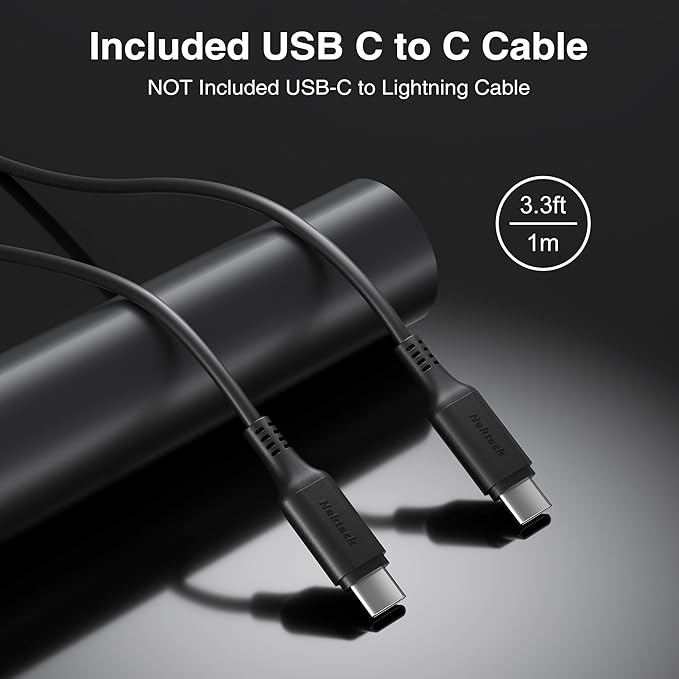 USB C Car Charger 45W, Nekteck USB-IF Certified Type C Fast Charger, 2-Port PowerIQ 3.0 Adapter with 3.3ft Cable, Compatible with iPhone 17/16 Pro/Max, Galaxy S24/S23, iPad Pro, Laptop and More
