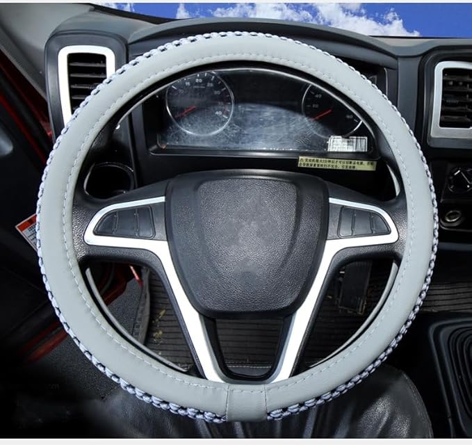Size 16-20 Inch Ice Silk Ventilation Multi-Style Comfy Grip Steering Wheel Cover for Truck, Bus, Big Rig Trucker,SUV， Anti-Slip Design 16-20 Inch (Gray, 19)