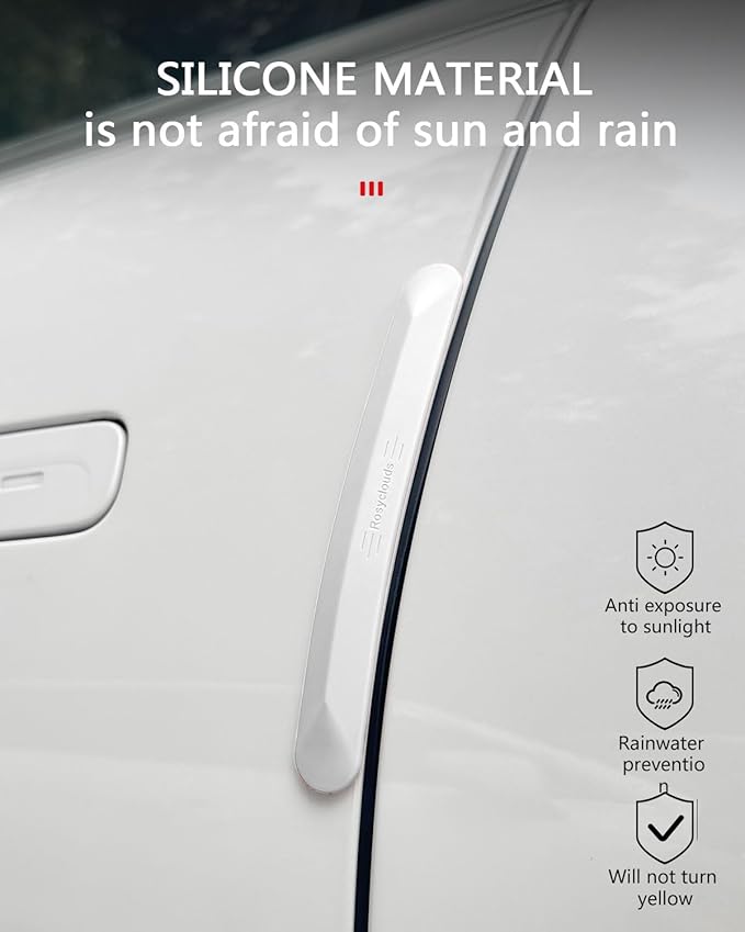 muekzu Silicone Car Door Edge Guard Trim Molding Crash Scratch Protector Scratch Guard for Car,Sedans,Truck,SUV 4PCS(White)
