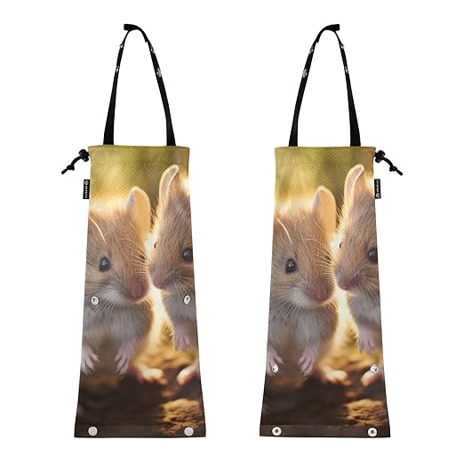 ALAZA Hanging Car Trash Bags Garbage Bag Trash Can for Back Seat Small Mice Cute Washable Storage Bag Retractable 2 Pack
