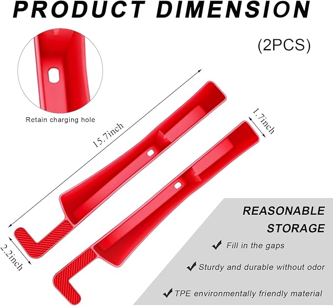 2 PCS Car Seat Gap Filler Organizer, Multifunctional Auto Side Seat Gap Filler Phone Holder, Universal Vehicle Storage Box Fill Gap Space Between Seats and Console (Red)