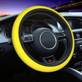 Elastic Stretch Steering Wheel Cover,Warm in Winter and Cool in Summer, Car Universal 15 inch, Microfiber Breathable Ice Silk, Anti-Slip, Odorless, Easy Carry,Yellow