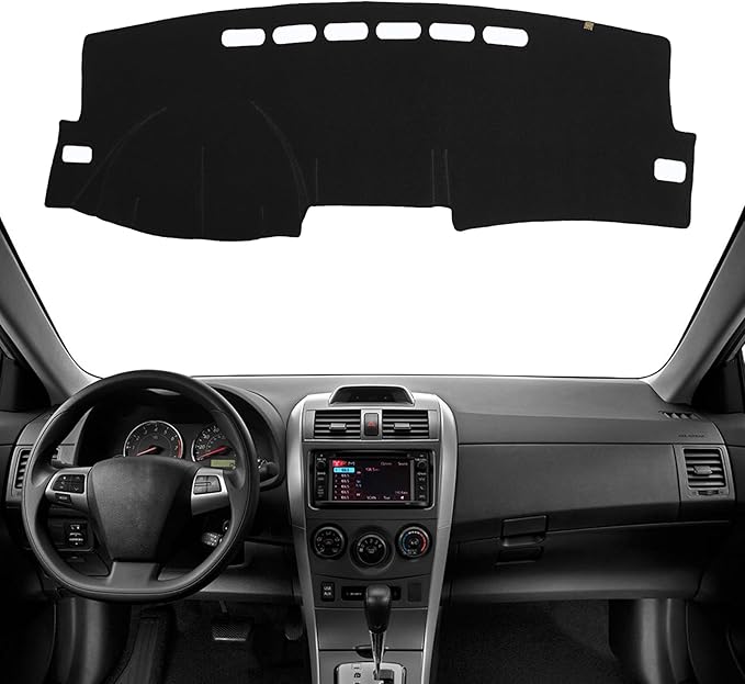 KEYOOG Dashboard Cover Dash Mat Fit for to-yota Corolla 2013-2009 (for Left Hand Drive),Car Dash Board Mat Anti-Glare Carpet,Non-Slip Pad Sunshield Protector (Black)