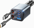 SUPERONE Retractable Car Charger, [Ultra-Compact] 6-Port Car Charger USB C, iPhone Car Chargers Fast Charging with Dual USB C Cables, Car Accessories Phone Chargers for iPhone 17/16/15/14/13/12 Series