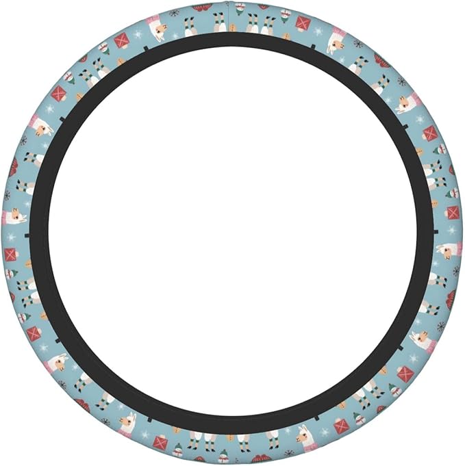 Sassy Llamas Neoprene Steering Wheel Covers Women Men Car Accessories, Universal 15 Inch Fit Auto, Suvs, Truck