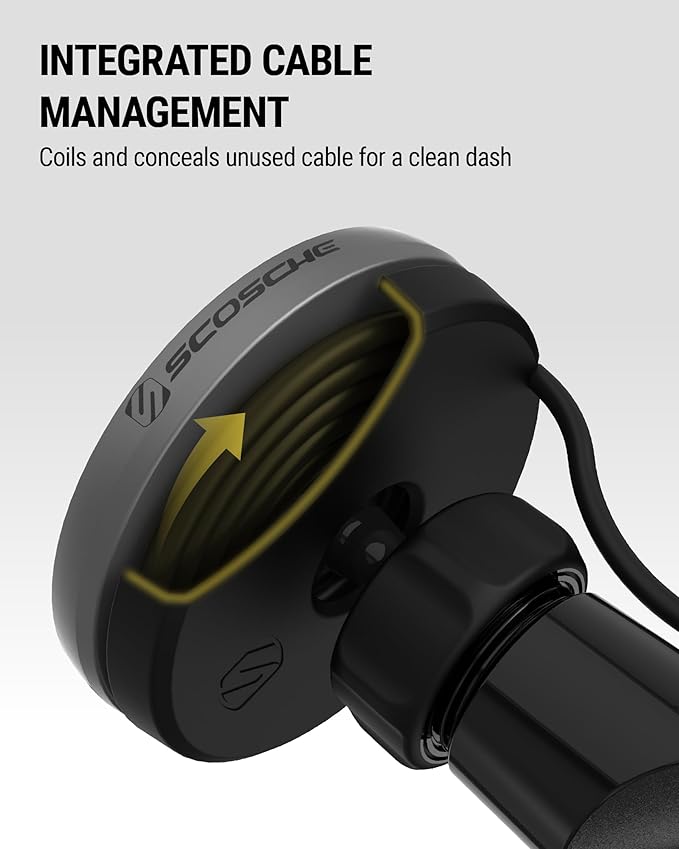 Scosche Qi2 Wireless MagSafe Car Mount Charger, 15W Magnetic Suction Cup Windshield/Dashboard Cell Phone Holder with Vent Clip & Fast USB-C Car Charger Compatible with Apple iPhone 16/15/14/13/12, S25