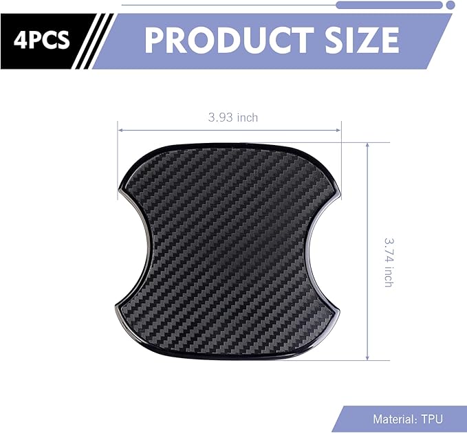 4PCS Car Door Handle Cup Scratch Protector, 3D Carbon Fiber Auto Door Bowl Sticker, Universal Anti-Scratch Doors Handle Paint Protection Film, for Most Vehicles (Medium)