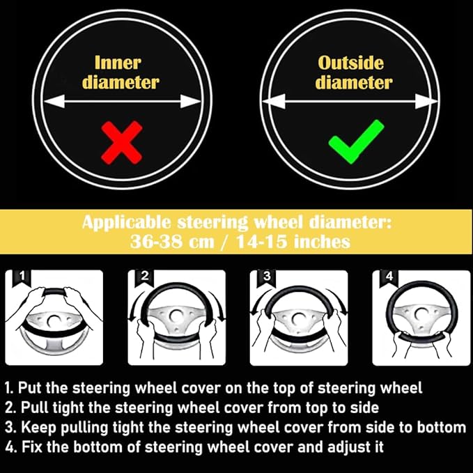 Elastic Steering Wheel Cover Universal 15 inch Steering Wheel Covers Soft Microfiber Leather Breathable Anti-Slip Durable Car Accessories Fit for Suvs, Vans, Trucks - Red