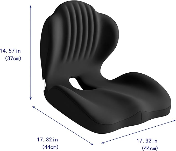 Ergonomic Memory Foam Seat Cushion with Lumbar Support, Office Chair and Car Seat Cushion for Back Pain Relief, Pressure Reducing Comfort Pad, for Parents and Friend,Black