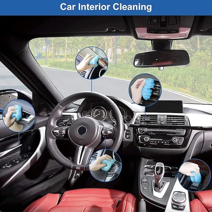 Cleaning Gel for Car, Car Cleaning kit for Detailing and Removing dust and Dirt from Automotive crevices, air Vents, and interiors. can be Used to Clean Keyboards, PCs, laptops, and Cameras.