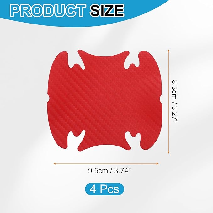 HARFINGTON 4pcs Car Door Handle Scratch Protectors Carbon Fiber Bowl Cover Anti Scratch 3D Sticker Automotive Door Handle Cups Protective Film Bowl Sticker for All Cars, Red