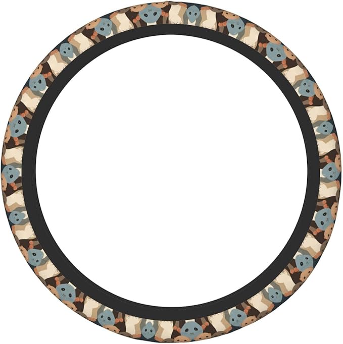 Adorable Ferret Pattern Neoprene Steering Wheel Covers Women Men Car Accessories, Universal 15 Inch Fit Auto, Suvs, Truck