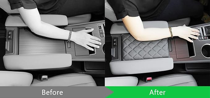 EMZ Leather Center Console Armrest Cushion Pad Accessories for Toyota Sienna 2021 2022 2023 2024 2025 (Black)
