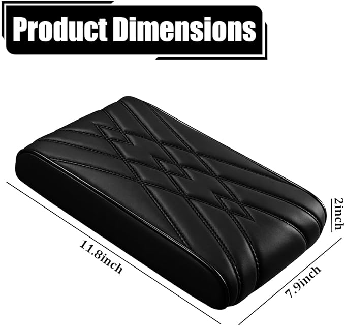 Car Center Console Cover, Memory Foam Leather Soft Breathable Armrest Seat Storage Box Protector Pad, Automotive Interior Middle Console Cushion Cover, Universal for Truck SUV Van (Black)