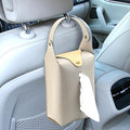 Car Tissue Holder, Large Car Headrest Hanging Tissue Box Cover, PU Leather Auto Napkin Holder, Universal Vehicle Backseat Paper Organizer for Cars Sun Visor (Grey)
