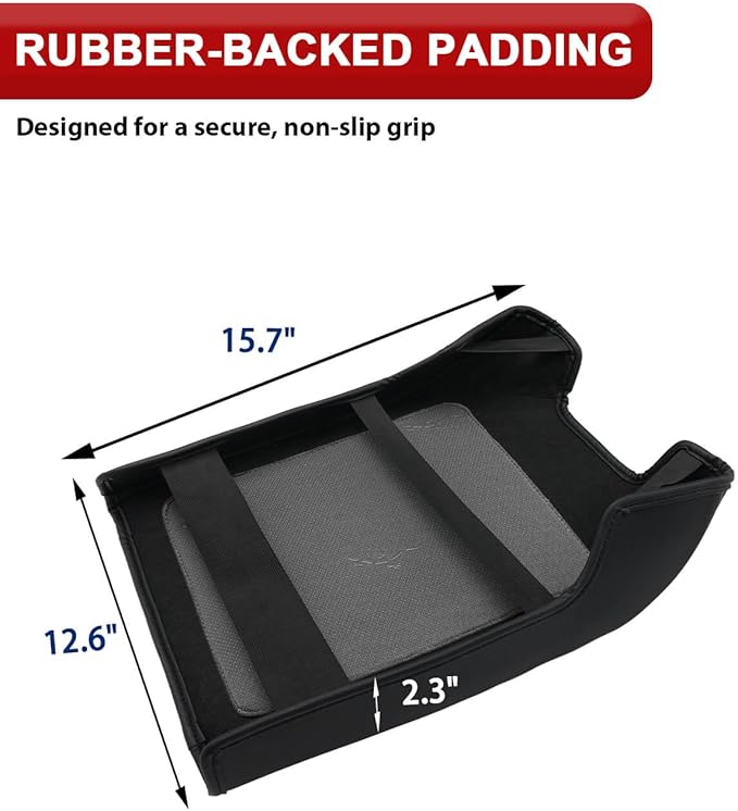 KBH Center Console Cover for Ford F250 F350 F450 F550 2011 2012 2013 2014 2015 2016, Vinyl Leather, Armrest Cushion Pad Protector, Anti-Scratch, Black (Fits Bucket Seat Console Only)