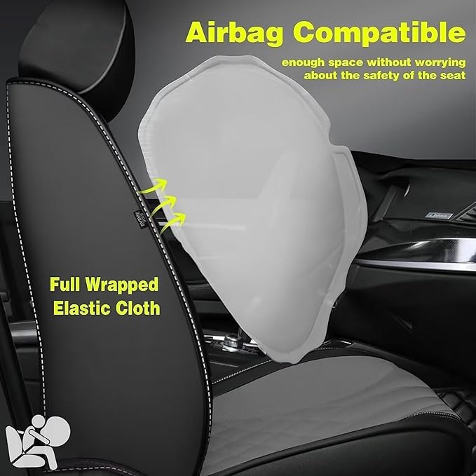 TTX Car Seat Covers 2 Front Seats Fit for Infiniti QX55 2022-2025 2026 Breathable Leather Seat Protector with Airbag Compatible Automotive Seat Cushions Cover with Beautiful Patterns (Gray)
