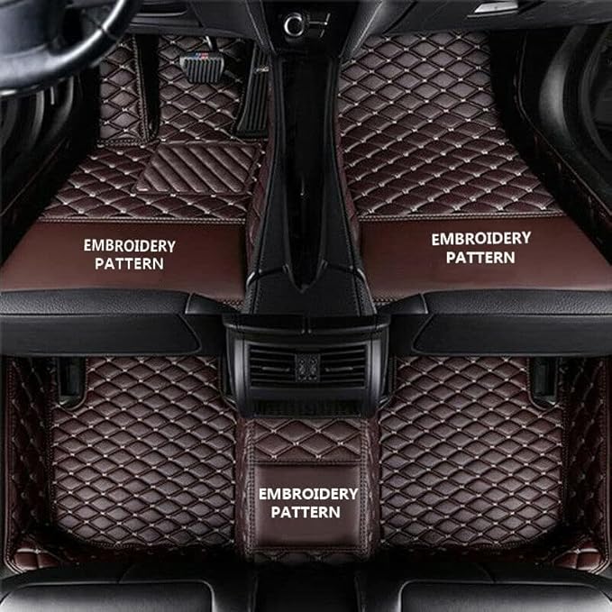 Custom Making Car Floor Mats for 96% Car Model Luxury Leather All Weather Waterproof Anti-Skid Full Coverage Liners (Dark Brown)