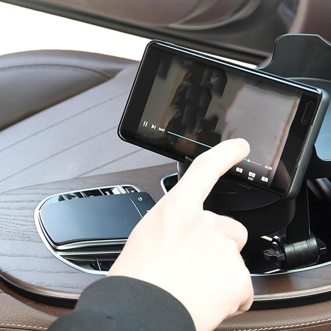 Car Cup Holder Expander with Rotatable Tray, Multi-Functional Car Food Tray and Drink Holder for Vehicle Interior Accessories, Compatible with Standard Cup Sizes, Swivel Design for