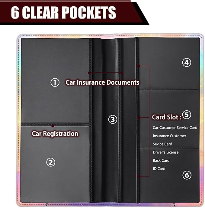 Car Document Holder with Magnetic Shut, Car Registration and Insurance Card Holder, Vehicle Glove Box Organizer Documents, Driver License, Auto Paperwork Organizer Wallet, Rainbow Butterfly Dream