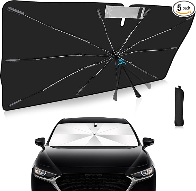 2025 Upgrade Windshield Sun Shade Umbrella Custom Fit for Mazda 3 Accessories 2019-2025 2026 Mazda3 Hatchback/Sedan Emergency Rain Shield & Dashboard Protector - Durable Auto Accessory