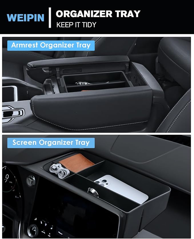 WEIPIN for 3PCS Double Layer Center Console Armrest Organizer&Screen Organizer Tray ABS Materials Compatible with 2024-2026 L EXUS TX350/TX350h/TX450h+/TX500h