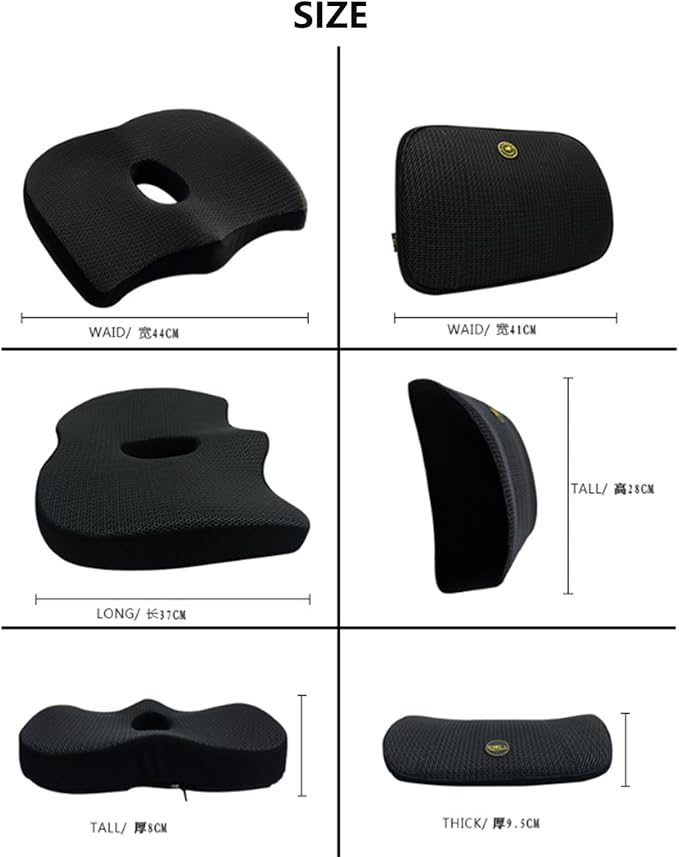 Heightening Wedge Car Seat Cushion Pad for Driving with Comfort Memory Foam, Curved Design Closely Adheres to The Lumbar Spine and Buttocks, Relieving Fatigue Broader Vision (Waist Cushion,Dark Gery)