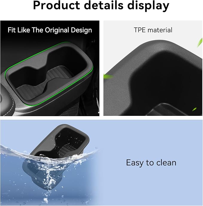 LUCKEASY 2PCS 2nd Row Door Side Cup Holder Insert for Hyundai Santa Fe 6/7 Seat 2024 2025 2026 Rear Drink Limiter Interior Accessories TPE Black