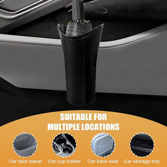 Car Umbrella Storage Bucket, Waterproof & Leakproof Auto Front Back Seat Door Umbrella Storage Hanging Holder, Portable Vehicle Center Console Armrest Trash Can for Home, Office(Black)