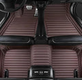 Customize Car Floor Mats for 99% Sedan SUV Sports Car All Weather Leather Full Coverage Waterproof Non-Slip Vehicle Lining Pads (Brown Stripe)