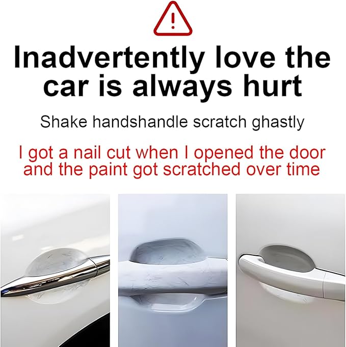 8PCS Bling Car Door Handle Protector, Crystal Rhinestone Anti-Scratch Vehicle Door Handle Bowl Stickers, Glitter Automotive Exterior Decal Accessories, Universal for Vehicles (White)