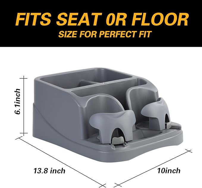 Zinytrae Universal Big Center Console for Cars, Trucks, Minivans, SUVs, Car Console Organizer with 2 Adjustable Cup Holders, Seatbelt for Secure Hold Car Seat Organizer, Truck Floor Console