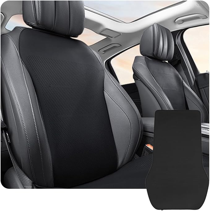 ontto 1 PC Car Seat Back Cushion Pad Mat fits Most Vehicles,Ventilated PU Leather Auto Seat Lumbar Protector with Buckle Fixing,Auto Interior Decoration for Truck Sedan SUV