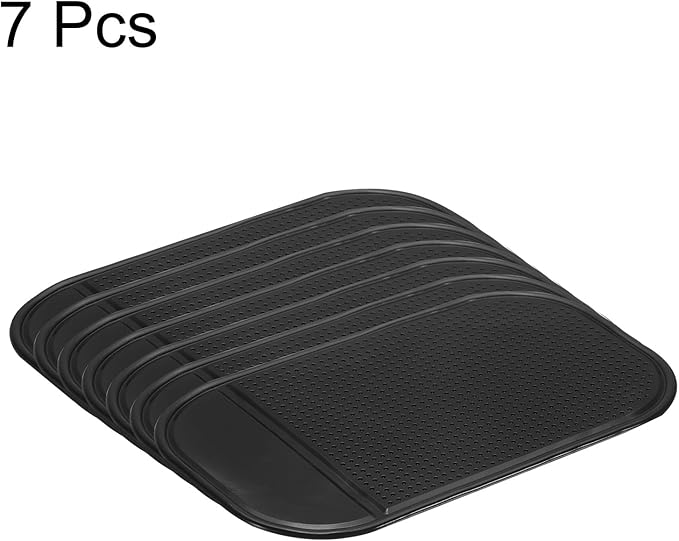 HARFINGTON 7pcs Car Dashboard Anti-Slip Mat 5.5" x 3" Universal Sticky Dash Pad Washable Reusable Car Non-Slip Mats for Phone Keys Sunglasses Electronic Devices, Black